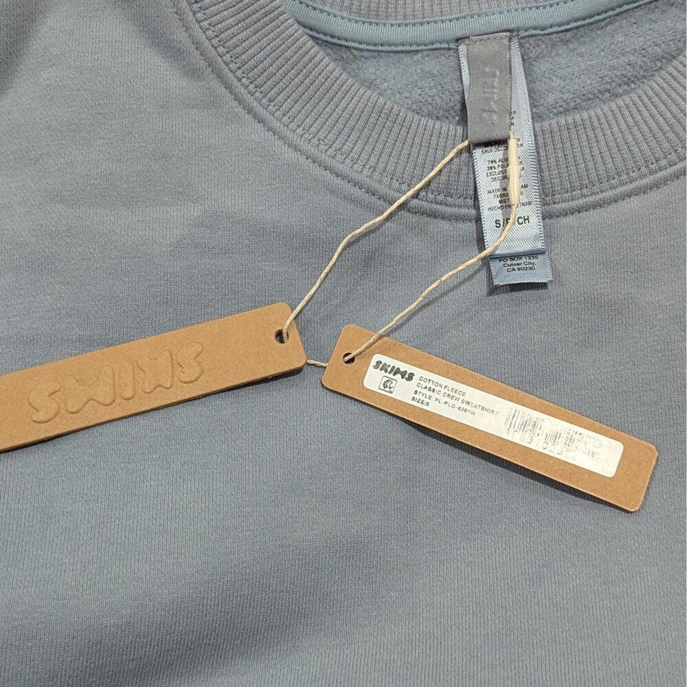 SKIMS Cotton Fleece Classic Crew Sweatshirt Women's Small Slate Blue NWT - Picture 5 of 8